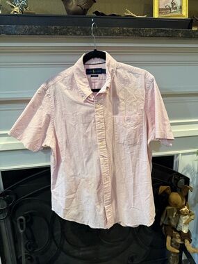 Ralph Lauren Pink Short-Sleeve Seersucker Button-Down Shirt